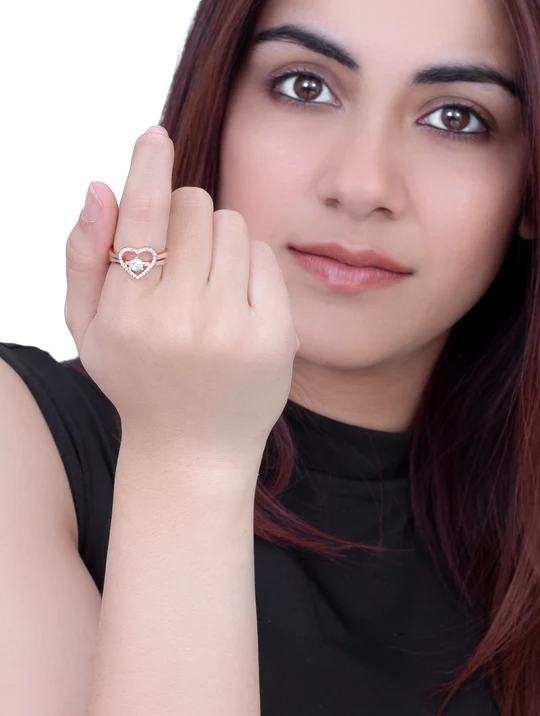 Luxury Silver Heart Solitaire Ring