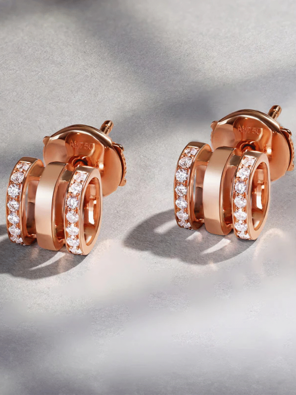 Wid Rose Gold Diamond Stud Earrings