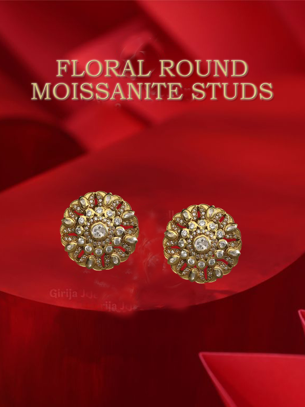 FLORAL ROUND MOISSANITE STUDS